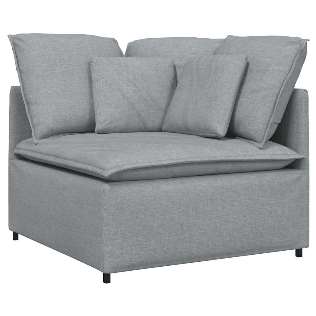 Modulares Sofa mit Fußhocker Kissen Stoff Hellgrau