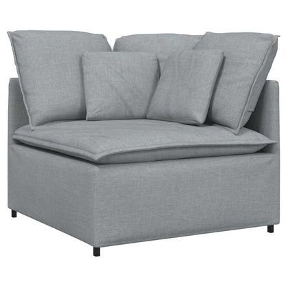 Modulares Sofa mit Fußhocker Kissen Stoff Hellgrau