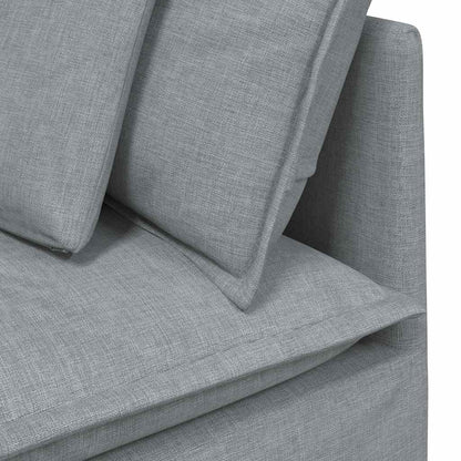 Modulares Sofa mit Fußhocker Kissen Stoff Hellgrau