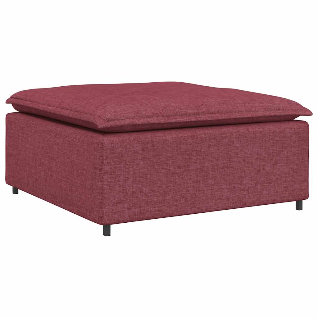 Modulares Sofa mit Fußhocker Kissen Stoff Weinrot