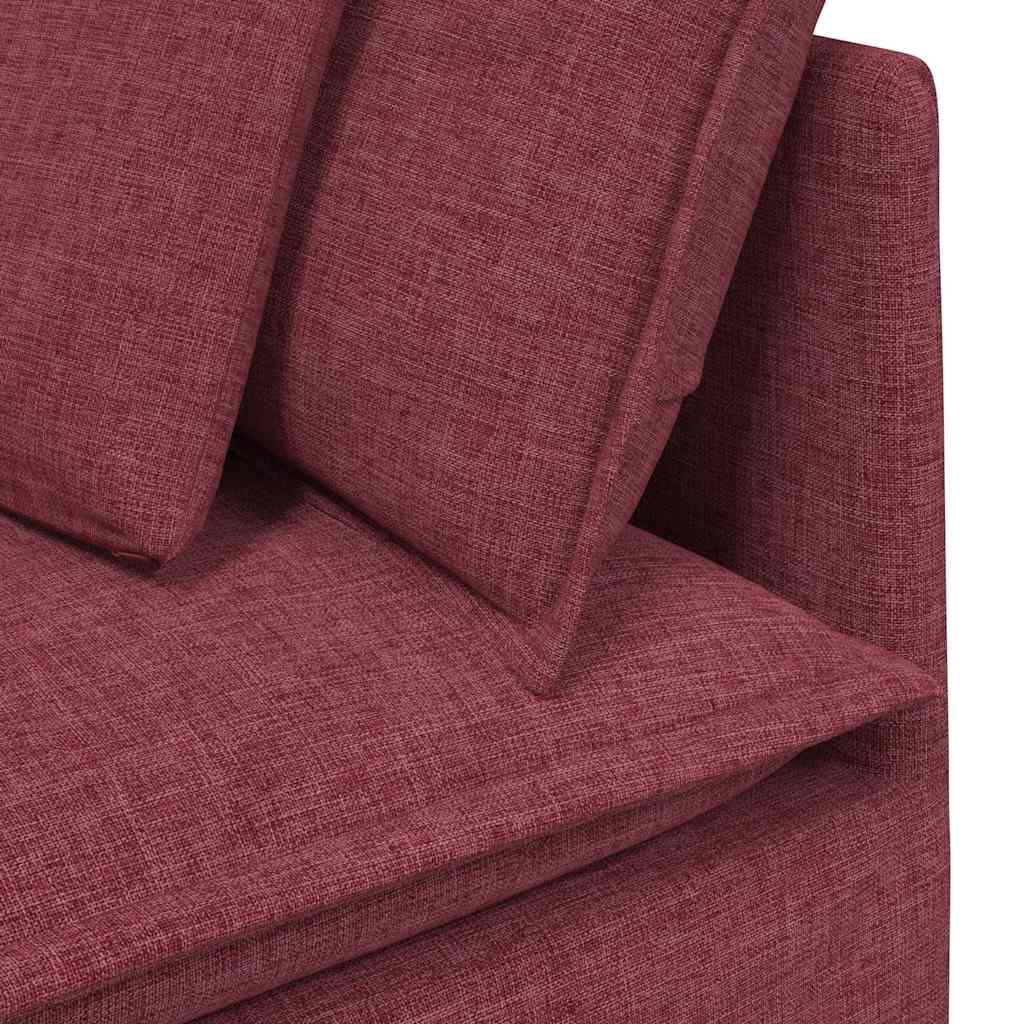 Modulares Sofa mit Fußhocker Kissen Stoff Weinrot