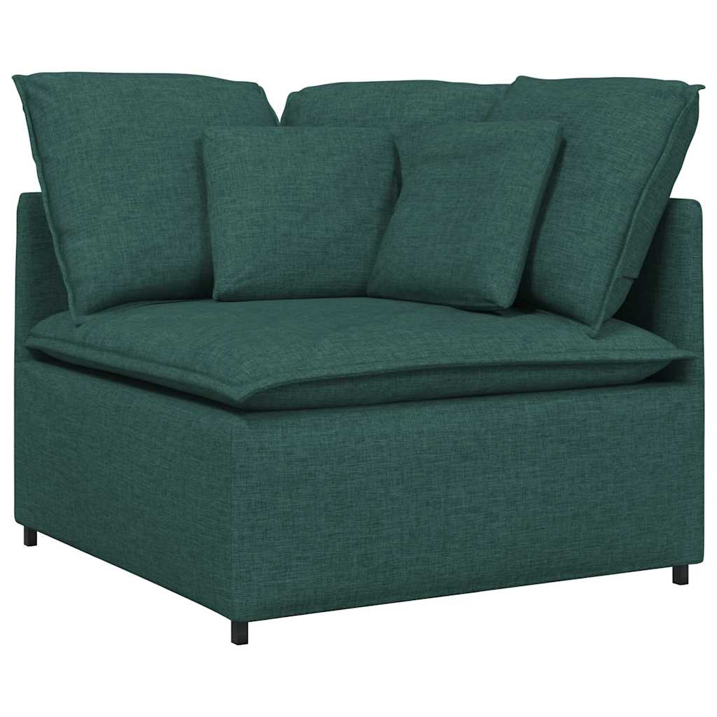 Modulares Sofa mit Fußhocker Kissen Stoff Dunkelgrün