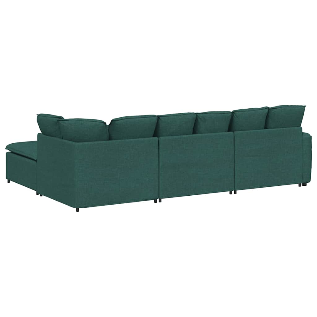 Modulares Sofa mit Fußhocker Kissen Stoff Dunkelgrün