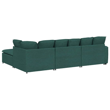 Modulares Sofa mit Fußhocker Kissen Stoff Dunkelgrün