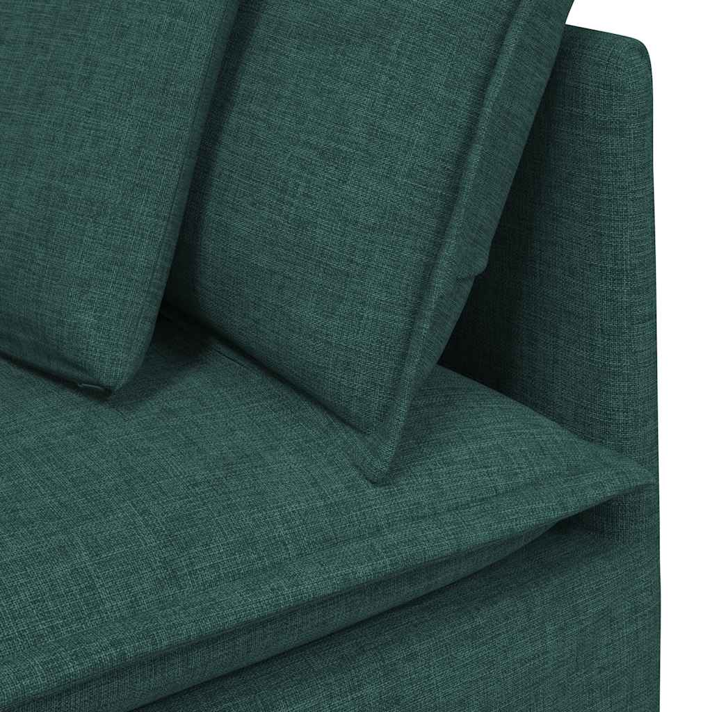 Modulares Sofa mit Fußhocker Kissen Stoff Dunkelgrün