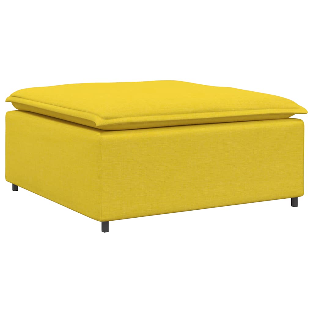 Modulares Sofa mit Fußhocker Kissen Stoff Hellgelb