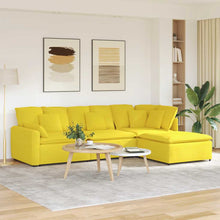 Modulares Sofa mit Fußhocker Kissen Stoff Hellgelb