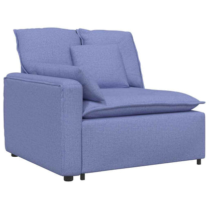Modulares Sofa mit Fußhocker Kissen Stoff Jeansblau