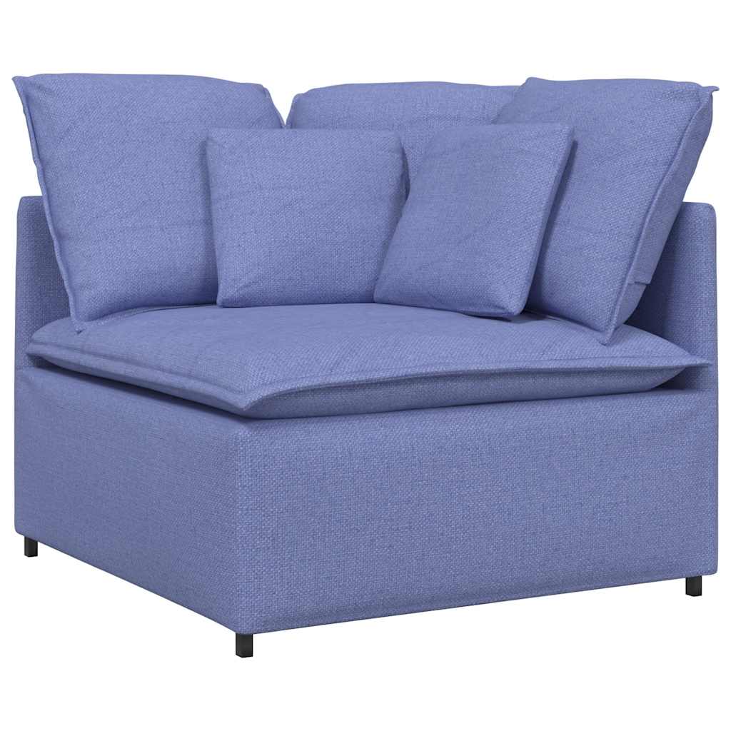 Modulares Sofa mit Fußhocker Kissen Stoff Jeansblau