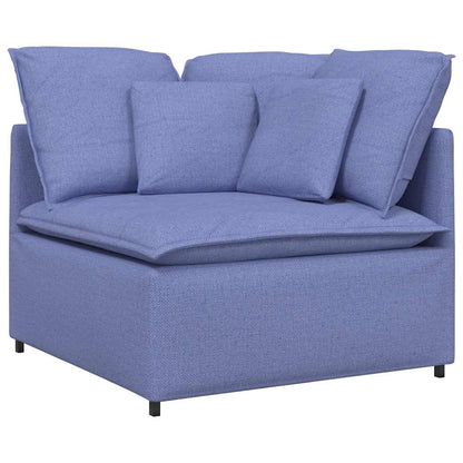 Modulares Sofa mit Fußhocker Kissen Stoff Jeansblau