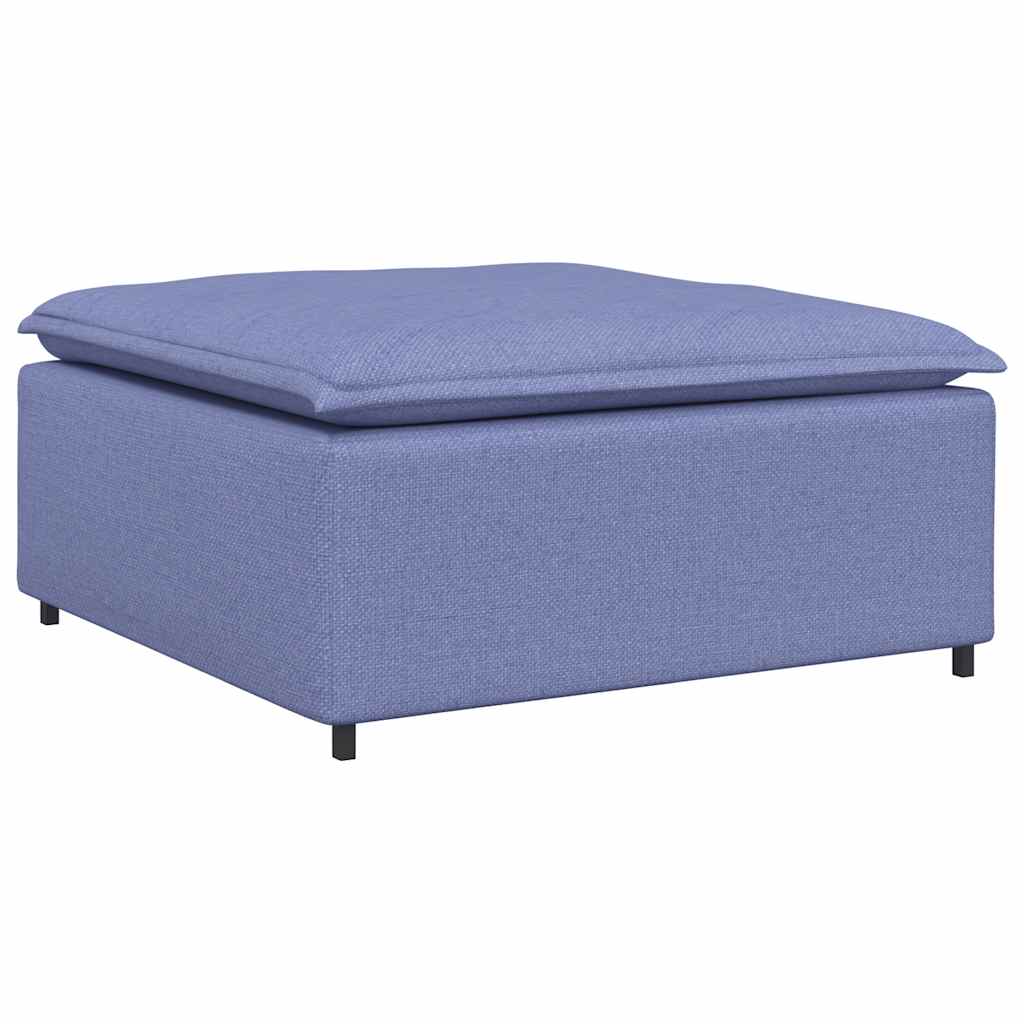 Modulares Sofa mit Fußhocker Kissen Stoff Jeansblau