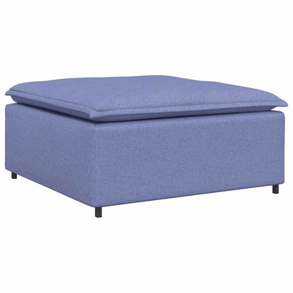 Modulares Sofa mit Fußhocker Kissen Stoff Jeansblau