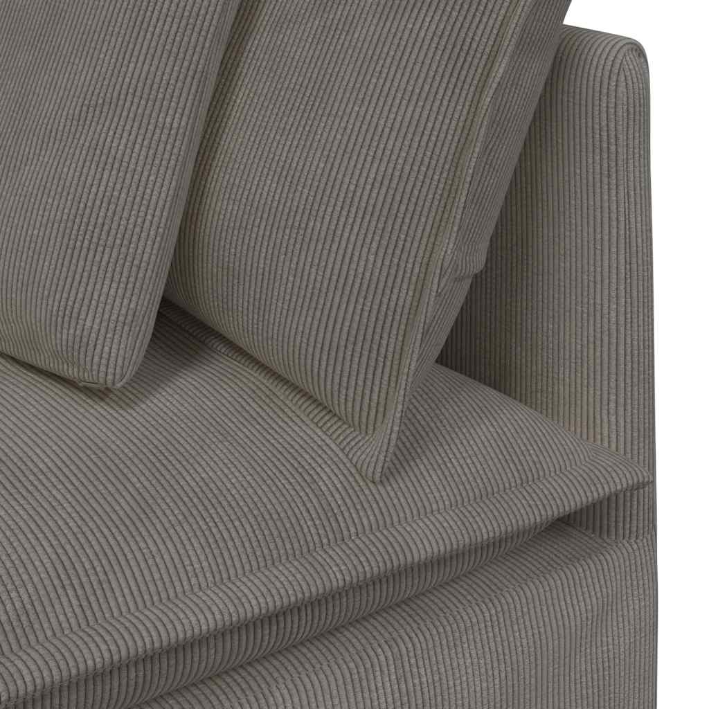 Modulares Sofa mit Fußhocker Kissen Cordstoff Hellgrau