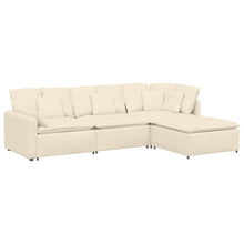 Modulares Sofa mit Fußhocker Kissen Cordstoff Creme