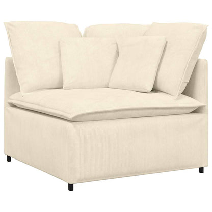 Modulares Sofa mit Fußhocker Kissen Cordstoff Creme