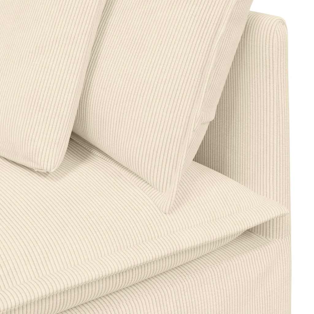 Modulares Sofa mit Fußhocker Kissen Cordstoff Creme