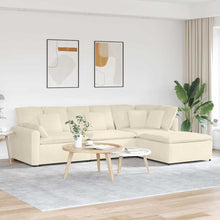 Modulares Sofa mit Fußhocker Kissen Cordstoff Creme
