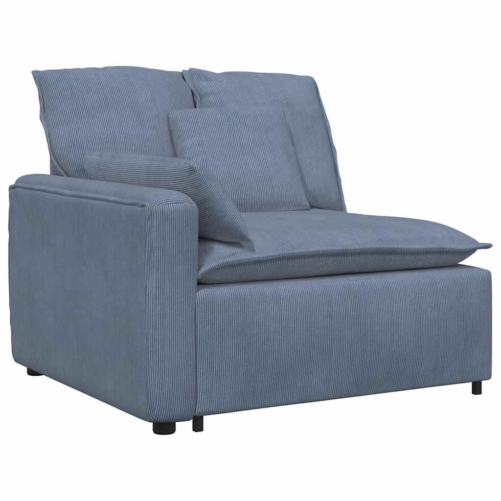 Modulares Sofa mit Fußhocker Kissen Cordstoff Blau