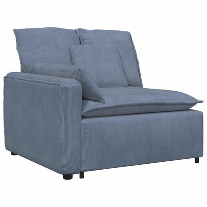 Modulares Sofa mit Fußhocker Kissen Cordstoff Blau