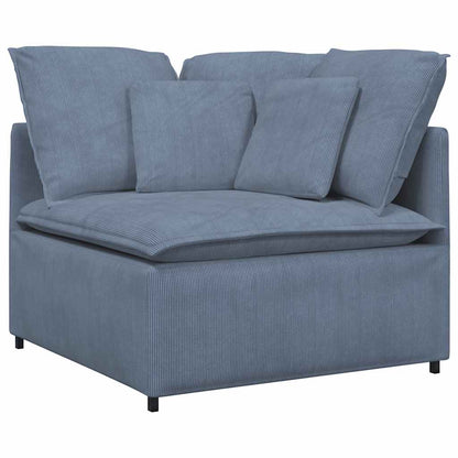 Modulares Sofa mit Fußhocker Kissen Cordstoff Blau