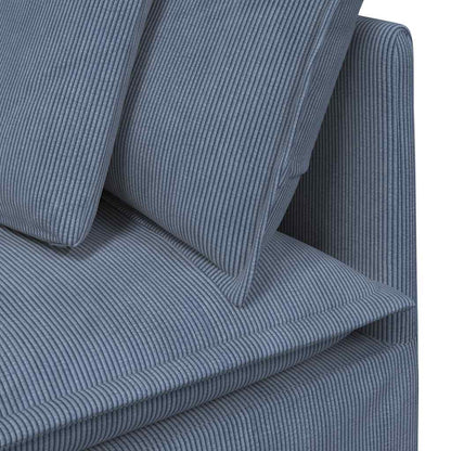 Modulares Sofa mit Fußhocker Kissen Cordstoff Blau