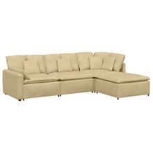 Modulares Sofa mit Fußhocker Kissen Cordstoff Graugrün