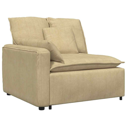 Modulares Sofa mit Fußhocker Kissen Cordstoff Graugrün