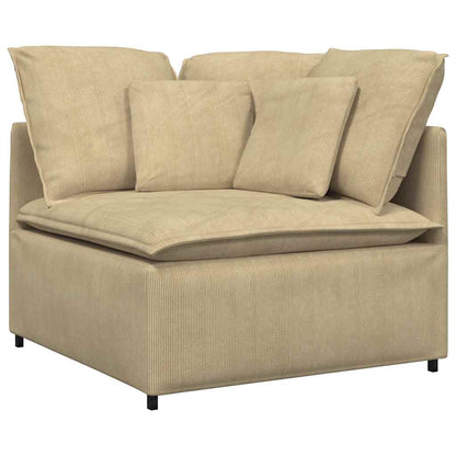 Modulares Sofa mit Fußhocker Kissen Cordstoff Graugrün