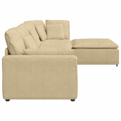 Modulares Sofa mit Fußhocker Kissen Cordstoff Graugrün