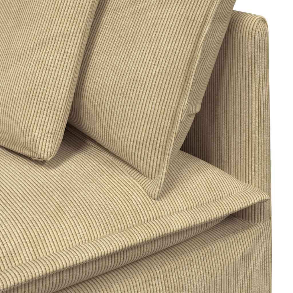 Modulares Sofa mit Fußhocker Kissen Cordstoff Graugrün