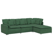 Modulares Sofa mit Fußhocker Kissen Cordstoff Dunkelgrün