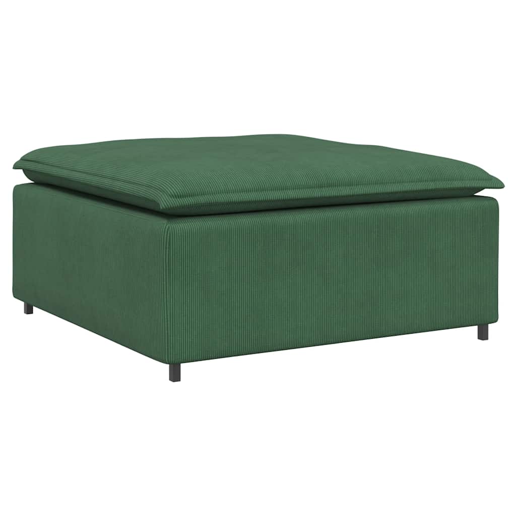 Modulares Sofa mit Fußhocker Kissen Cordstoff Dunkelgrün