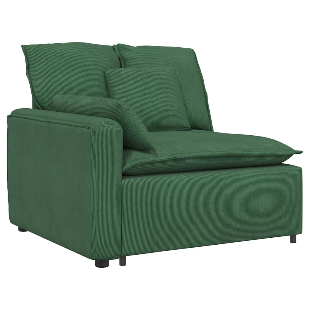 Modulares Sofa mit Fußhocker Kissen Cordstoff Dunkelgrün