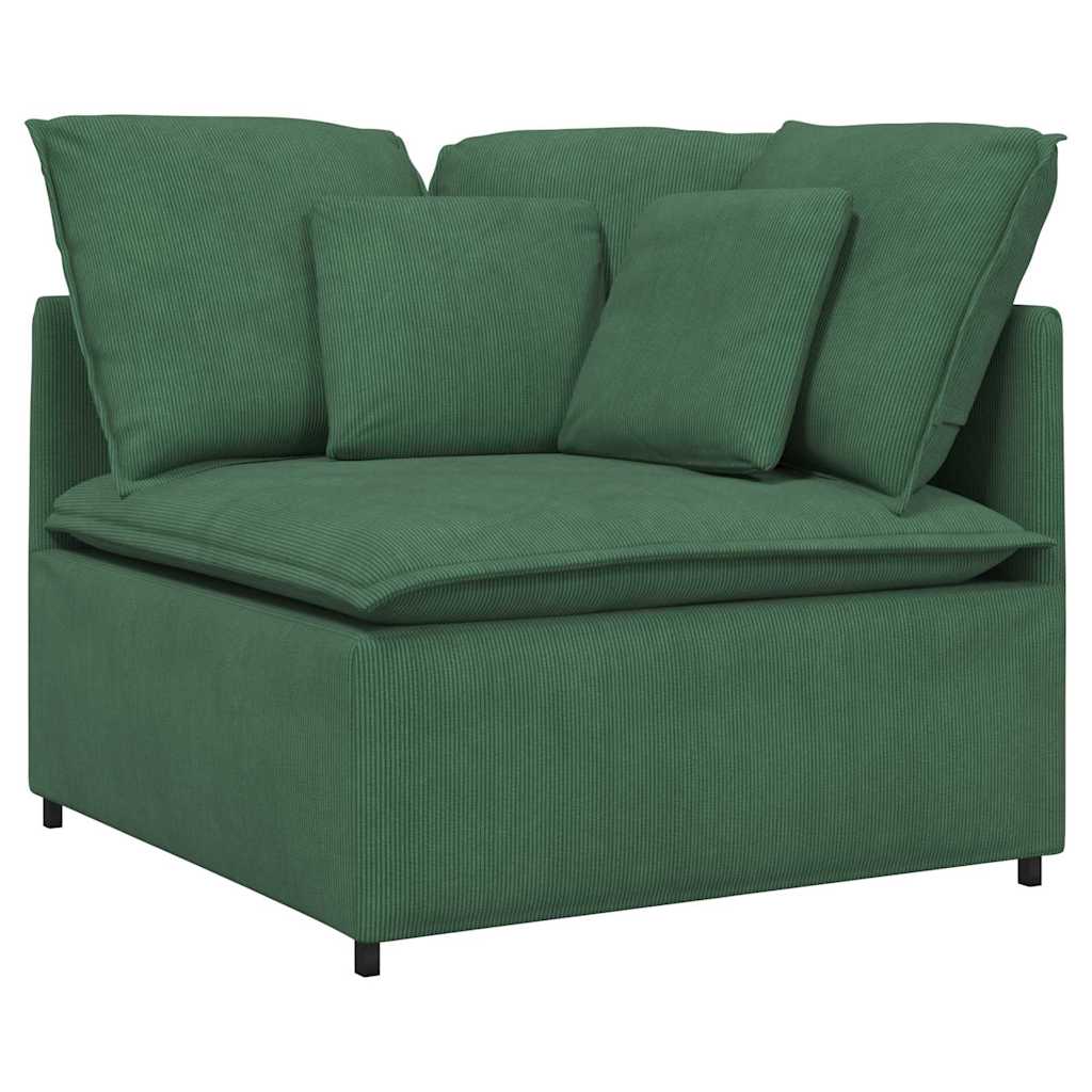 Modulares Sofa mit Fußhocker Kissen Cordstoff Dunkelgrün
