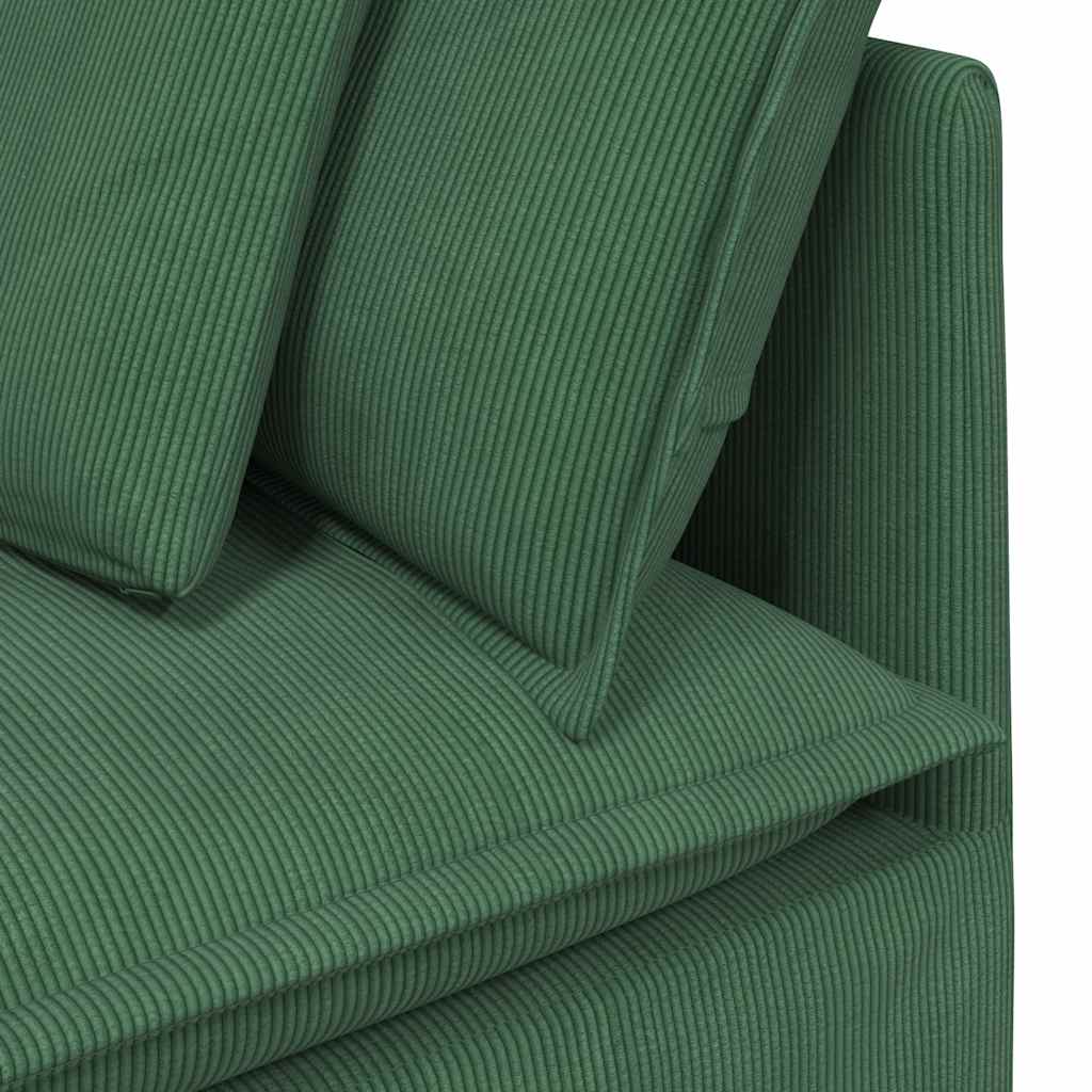 Modulares Sofa mit Fußhocker Kissen Cordstoff Dunkelgrün