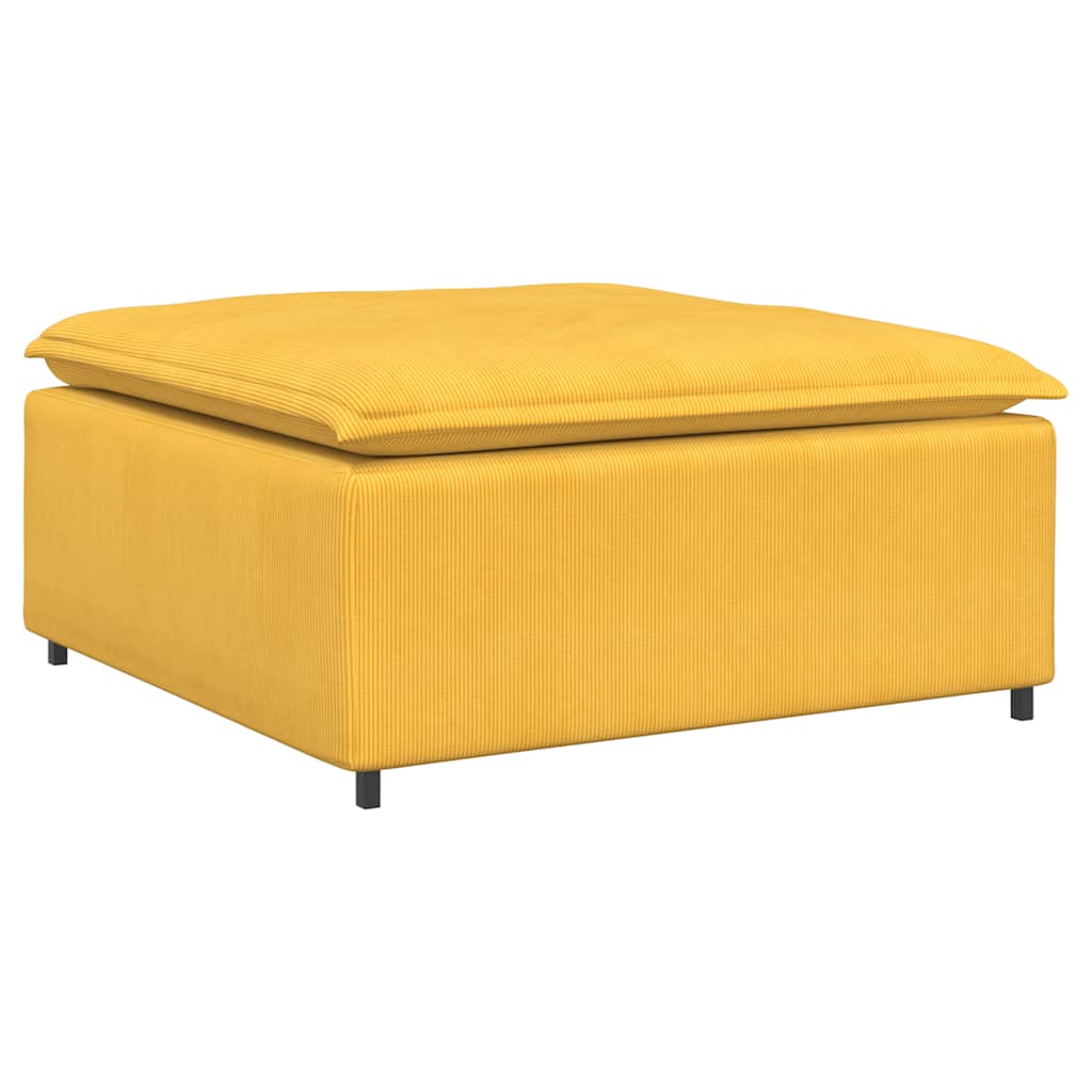 Modulares Sofa mit Fußhocker Kissen Cordstoff Hellgelb