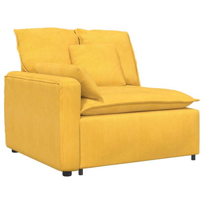 Modulares Sofa mit Fußhocker Kissen Cordstoff Hellgelb