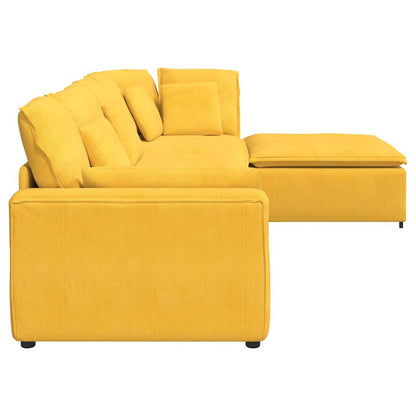Modulares Sofa mit Fußhocker Kissen Cordstoff Hellgelb