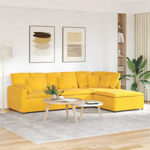 Modulares Sofa mit Fußhocker Kissen Cordstoff Hellgelb