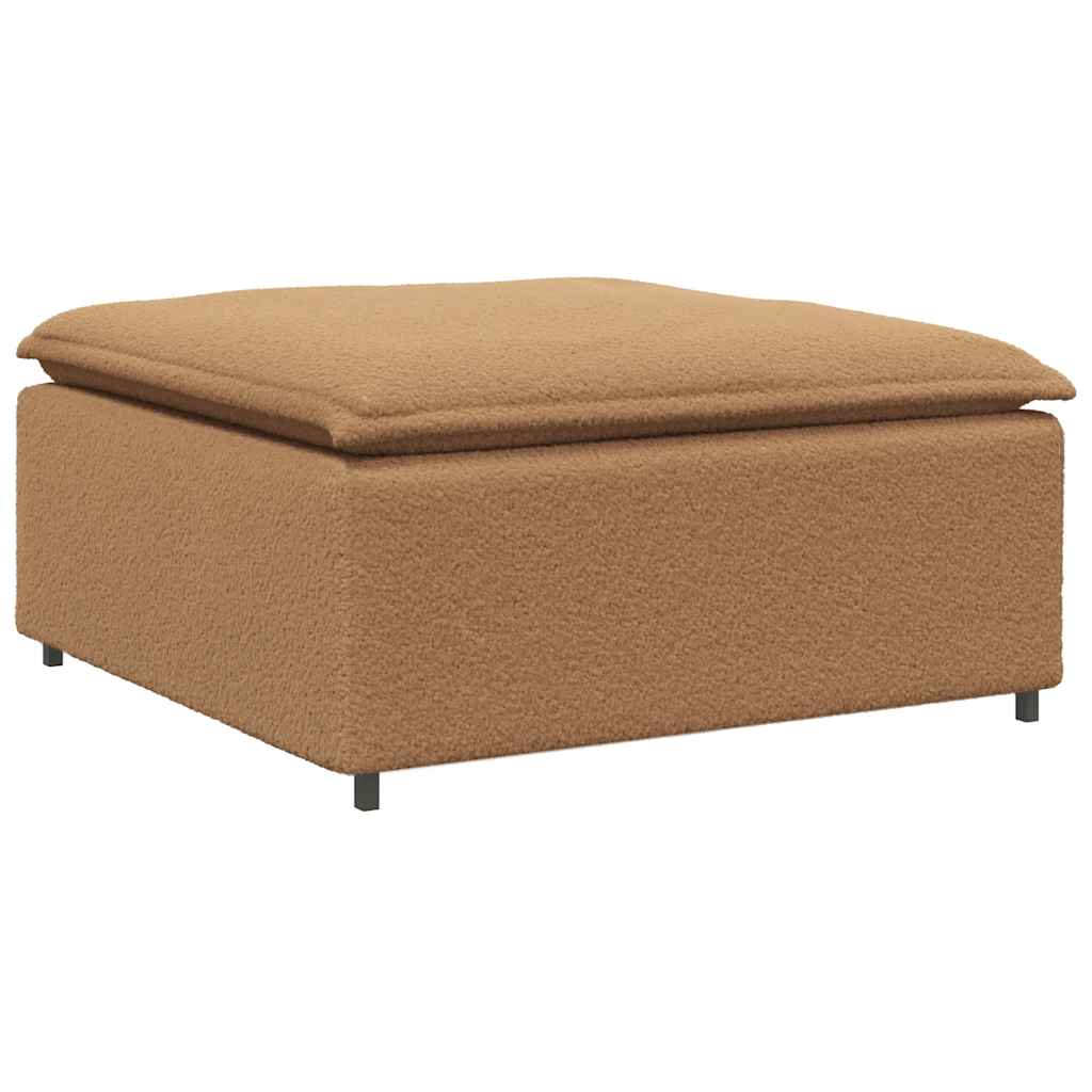 Modulares Sofa mit Hocker Kissen Stoff in Lammwolloptik Beige