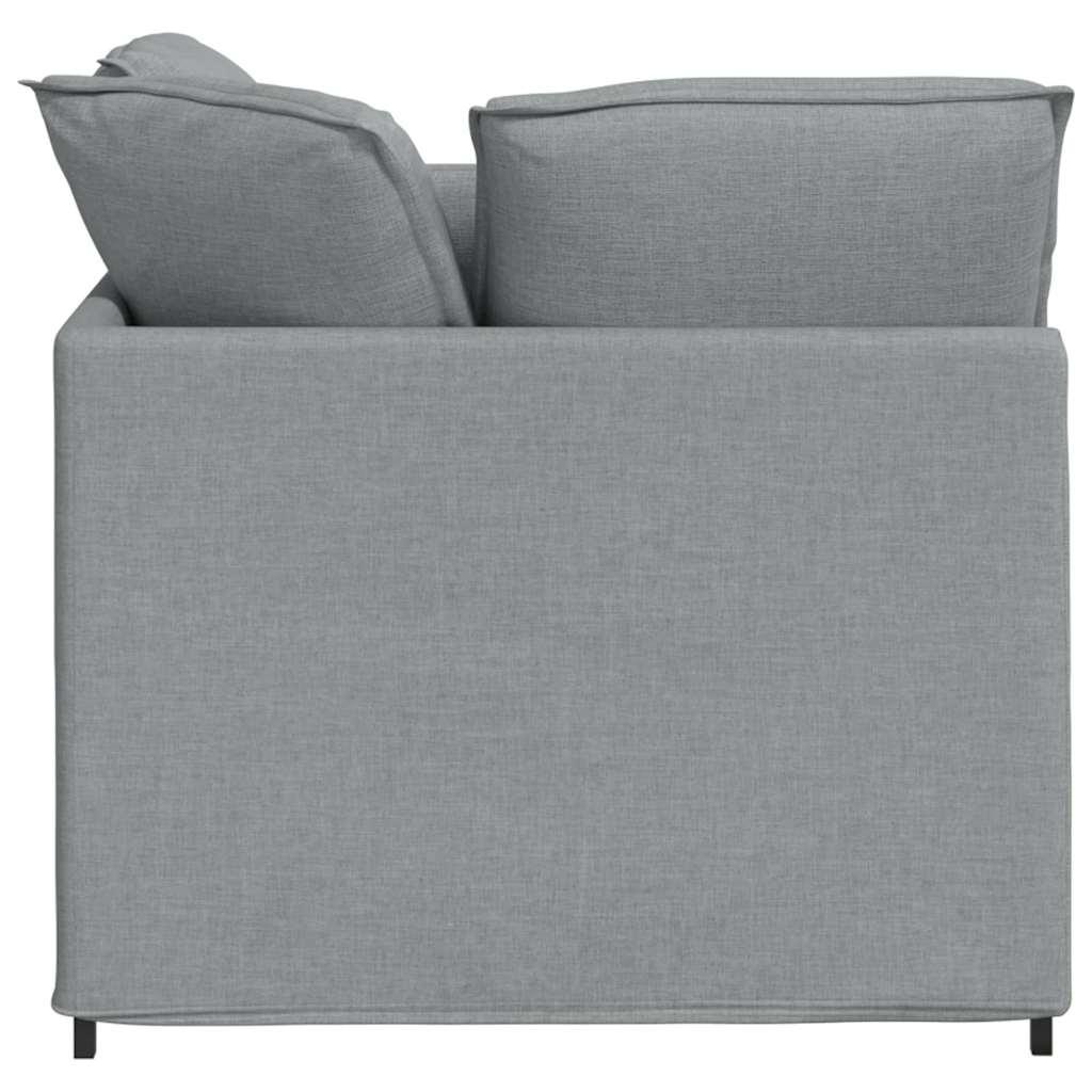 Modulares Sofa mit Fußhocker Kissen Stoff Hellgrau