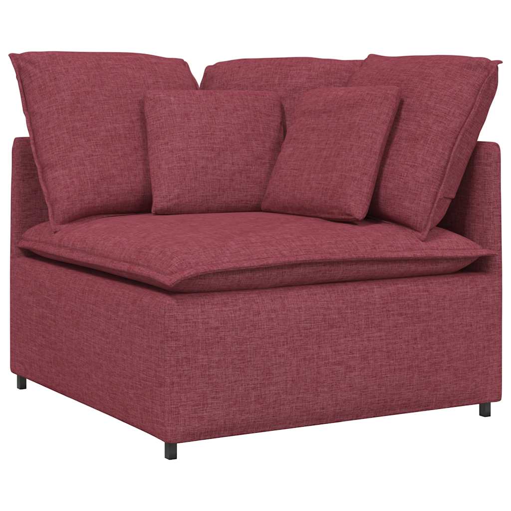 Modulares Sofa mit Fußhocker Kissen Stoff Weinrot