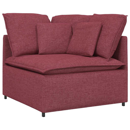 Modulares Sofa mit Fußhocker Kissen Stoff Weinrot