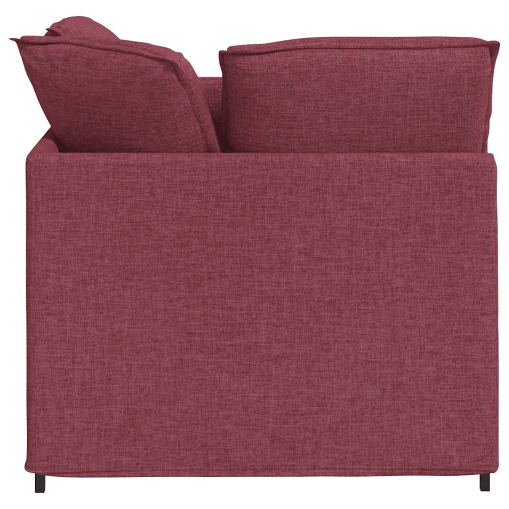 Modulares Sofa mit Fußhocker Kissen Stoff Weinrot