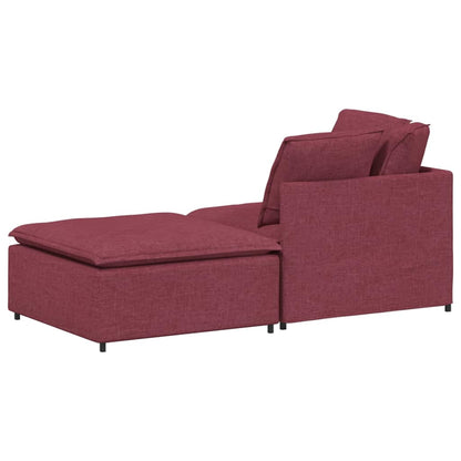 Modulares Sofa mit Fußhocker Kissen Stoff Weinrot