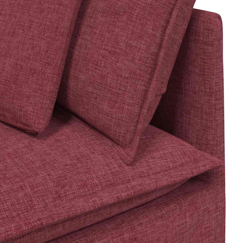 Modulares Sofa mit Fußhocker Kissen Stoff Weinrot