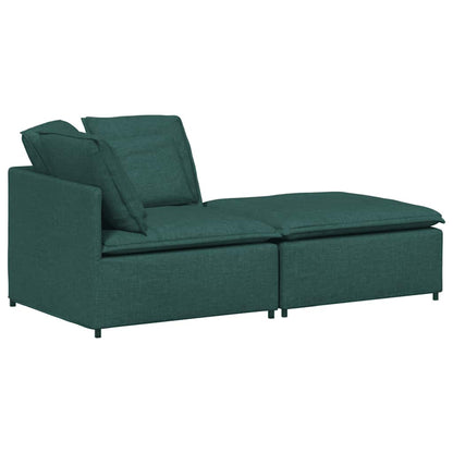 Modulares Sofa mit Fußhocker Kissen Stoff Dunkelgrün
