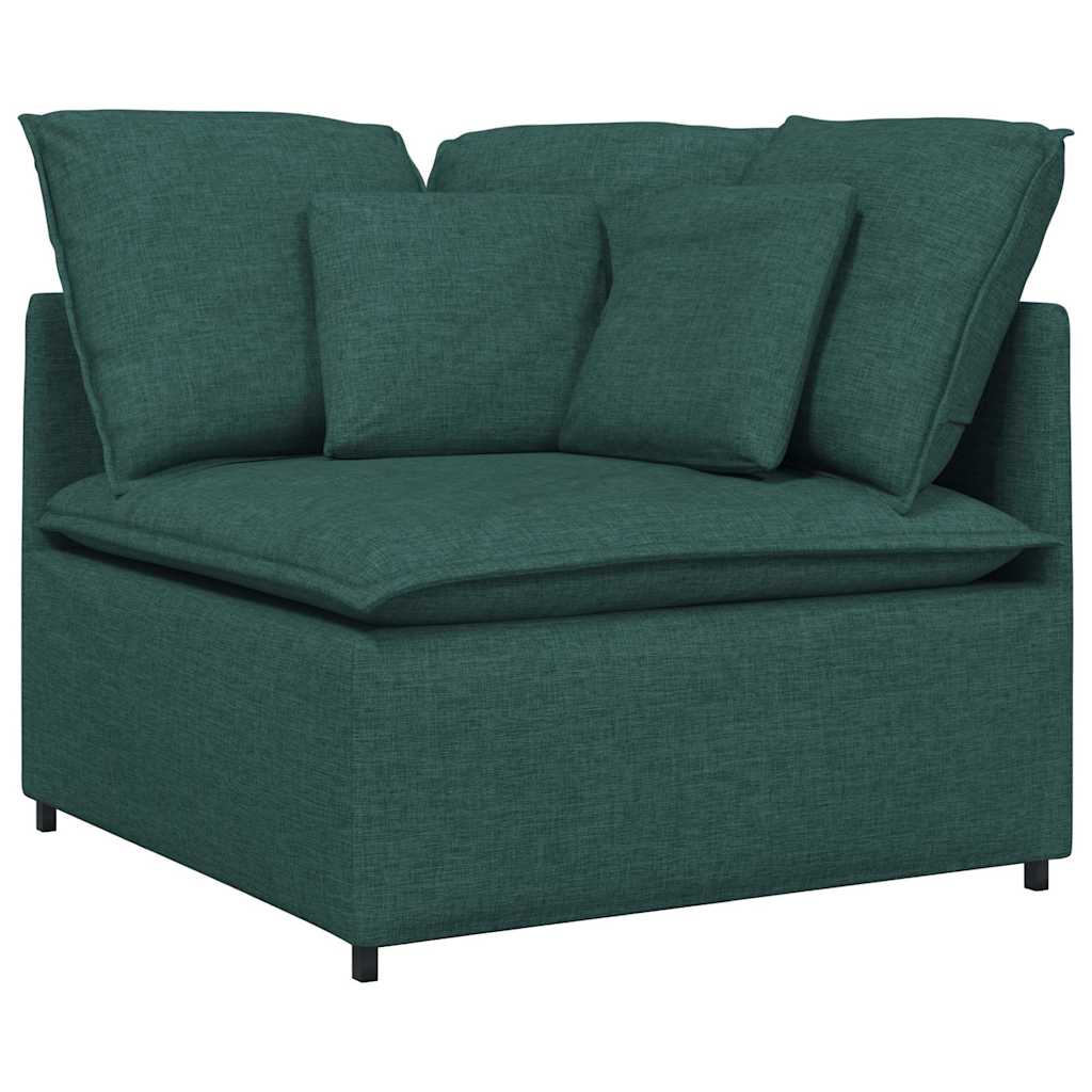 Modulares Sofa mit Fußhocker Kissen Stoff Dunkelgrün