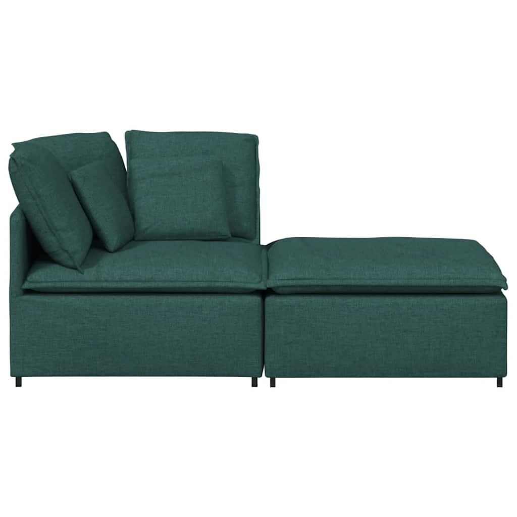 Modulares Sofa mit Fußhocker Kissen Stoff Dunkelgrün