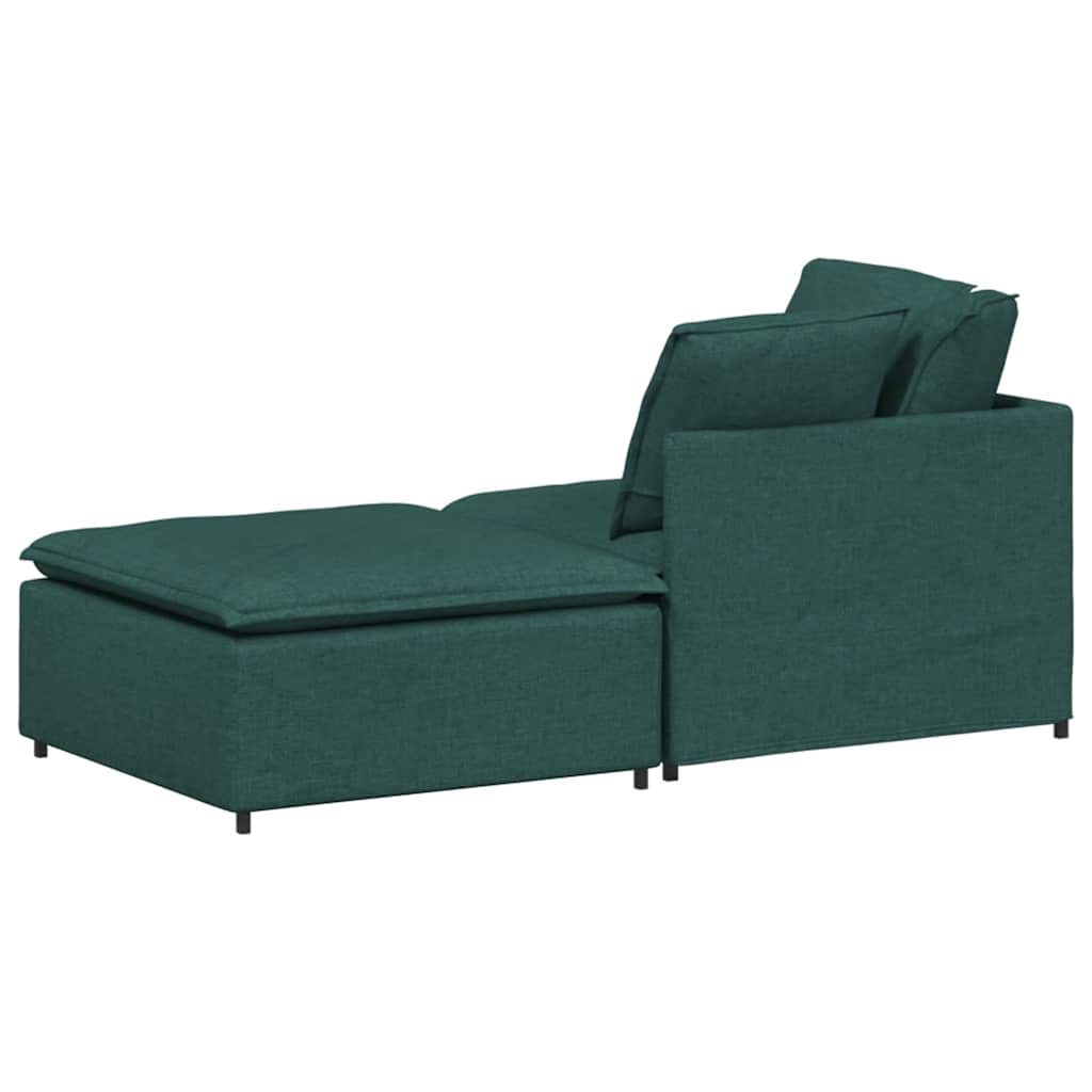 Modulares Sofa mit Fußhocker Kissen Stoff Dunkelgrün